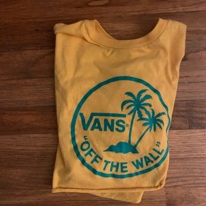vans cropped bright yellow and blue top